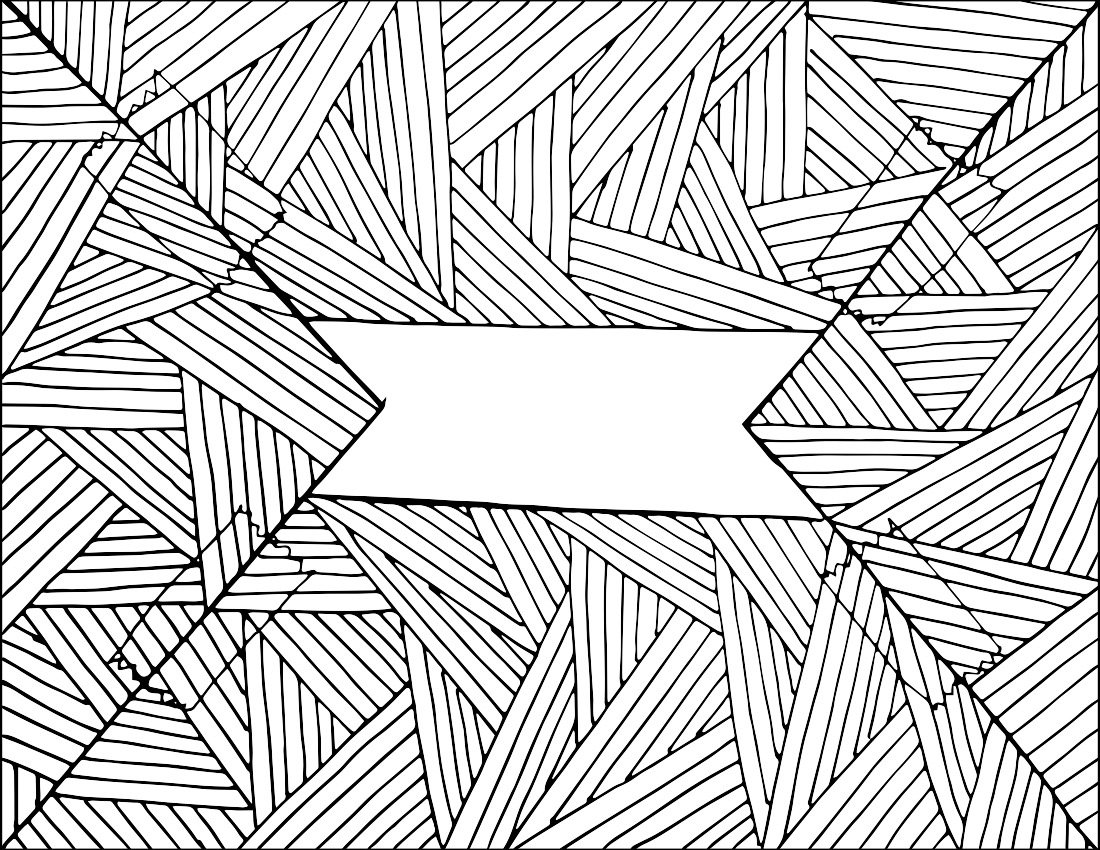 A black-and-white line drawing of geometric wrapping paper print.